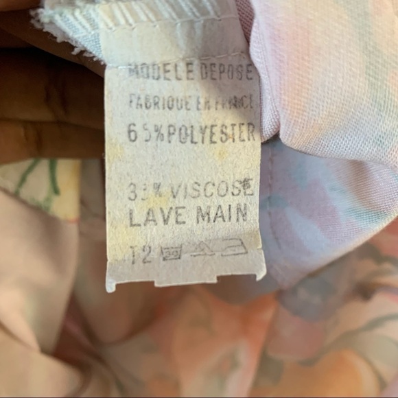 VINTAGE GARDANIA PARIS FLORAL  MULTICOLOUR BUTTON UP DRESS SHORT SLEEVES MEDIUM - Picture 13 of 17